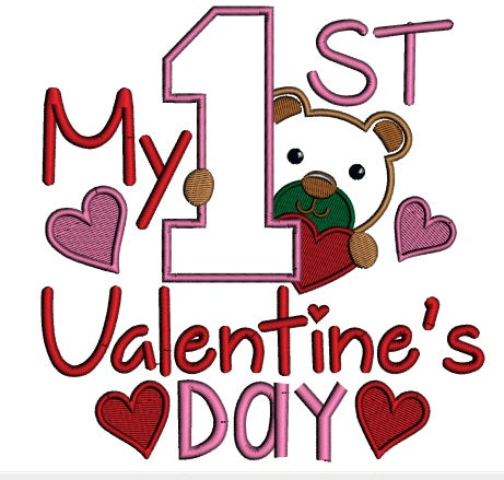 My First Valentine's Day Birthday Applique Machine Embroidery Design Digitized Pattern