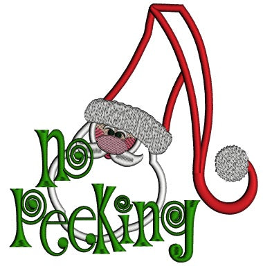 No Peeking Santa Christmas Applique Machine Embroidery Digitized Design Pattern