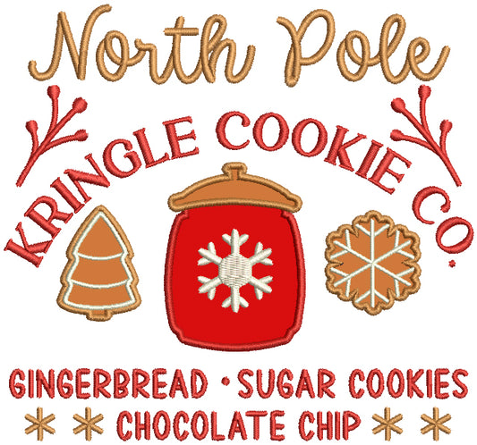 North Pole Kringle Cookie Co Gingerbread Sugar Cookies Christmas Applique Machine Embroidery Design Digitized Pattern
