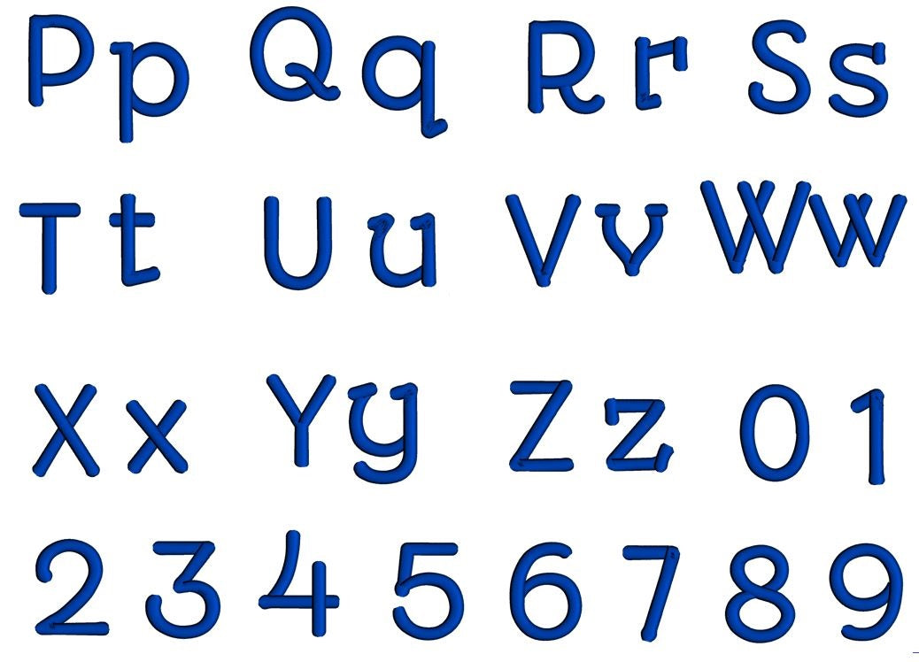 Novid Font Machine Embroidery Script Upper and Lower Case 1 2 3 inches