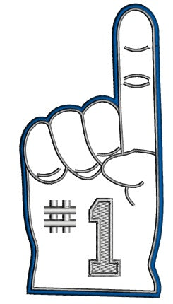 Number One Fan Finger Sports Applique Machine Embroidery Design Digitized Pattern