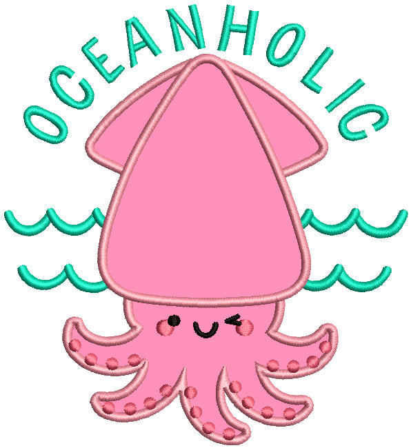 Oceanholic Squid Applique Machine Embroidery Design Digitized Pattern