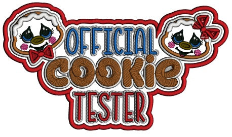 Official Cookie Tester Girl And Boy Gingerbread Man Christmas Applique Machine Embroidery Design Digitized Pattern