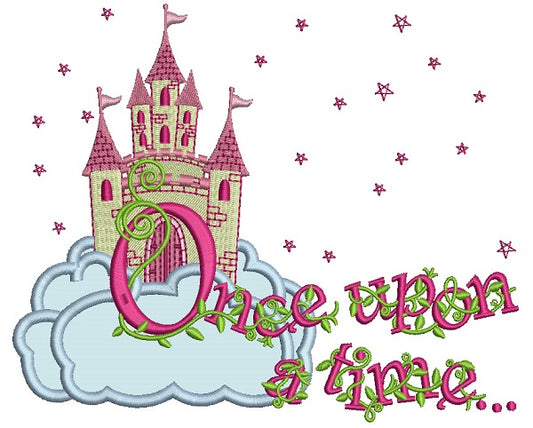 Once Upon a Time Princess Castle With Only Stars Applique Machine Embroidery Design Digitized Pattern