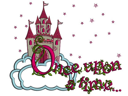 Once Upon a Time Princess Castle With Only Stars Applique Machine Embroidery Design Digitized Pattern