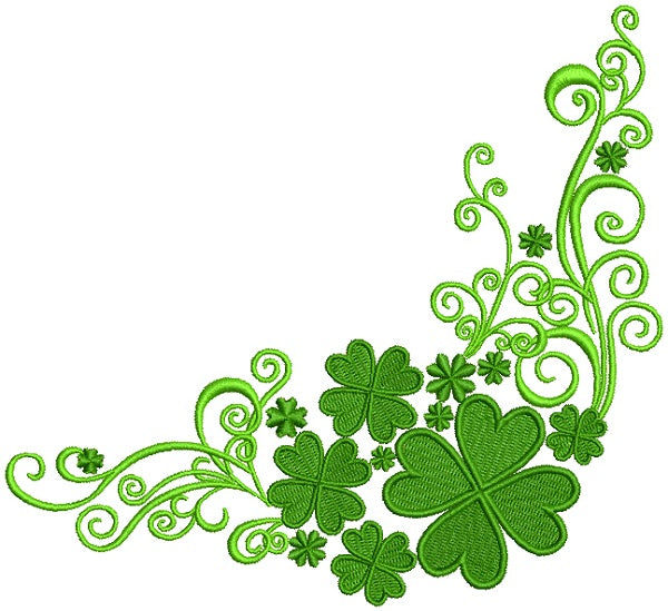 Ornamental Shamrock Border St. Patrick's Day Filled Machine Embroidery Design Digitized Pattern