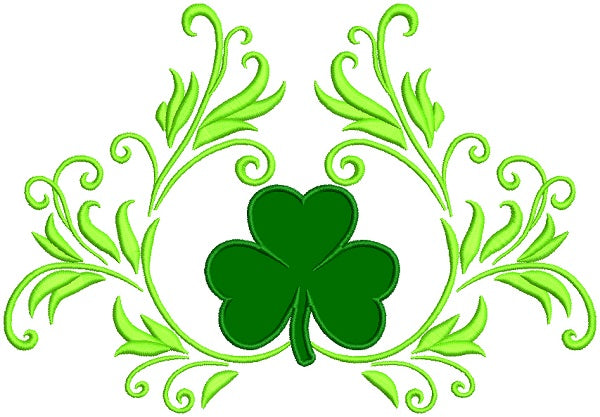 Ornamental Shamrock St. Patrick's Day Applique Machine Embroidery Design Digitized Pattern