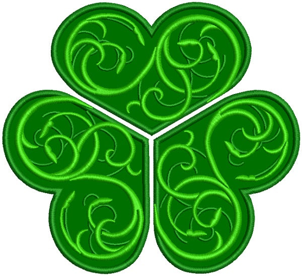 Ornate Vines Shemrock St. Patrick's Day Applique Machine Embroidery Design Digitized Pattern