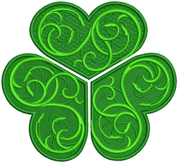 Ornate Vines Shemrock St. Patrick's Day Filled Machine Embroidery Design Digitized Pattern