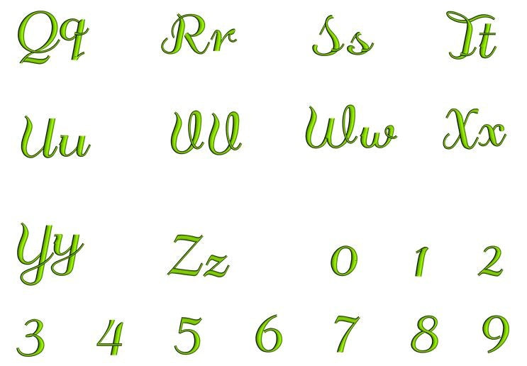 Osta Machine Embroidery Font Satin Upper and Lower Case 1 2 3 inches