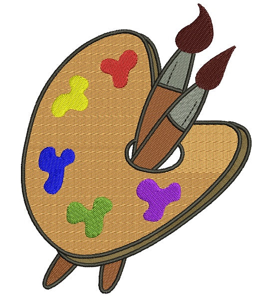 Painting Palette Filled Machine Embroidery Digitized Design Filled Pattern -Instant Download- 4x4,5x7,6x10