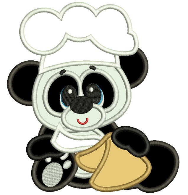 Panda Cook Applique Machine Embroidery Digitized Design Pattern