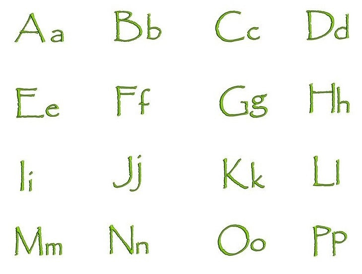 Papyrus Machine Embroidery Font Satin Upper and Lower Case 1 2 3 inches