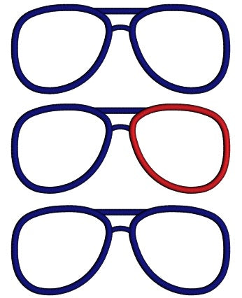 Patriotic Sunglasses USA Applique Machine Embroidery Design Digitized Pattern