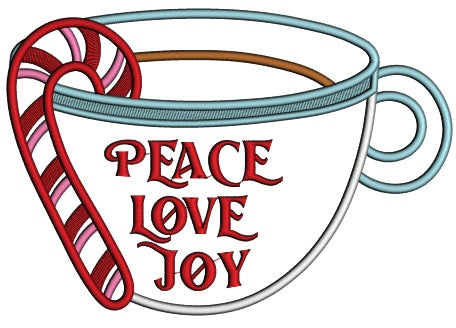 Peace Love Joy Hot Cocoa Christmas Applique Machine Embroidery Design Digitized Pattern