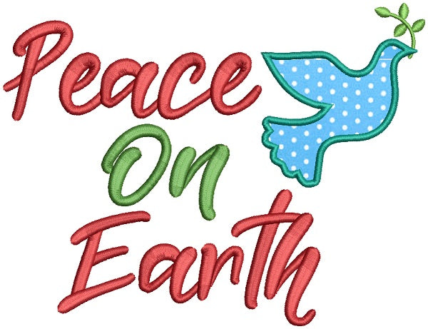 Peace On Earth Dove Applique Machine Embroidery Design Digitized Pattern