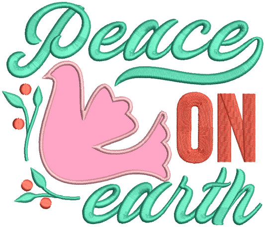 Peace On Earth Dove Christmas Applique Machine Embroidery Design Digitized Pattern