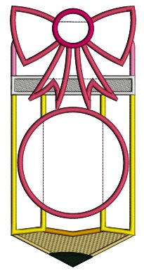 Pencil With a Ribbon Monogram Applique Machine Embroidery Digitized Design Pattern