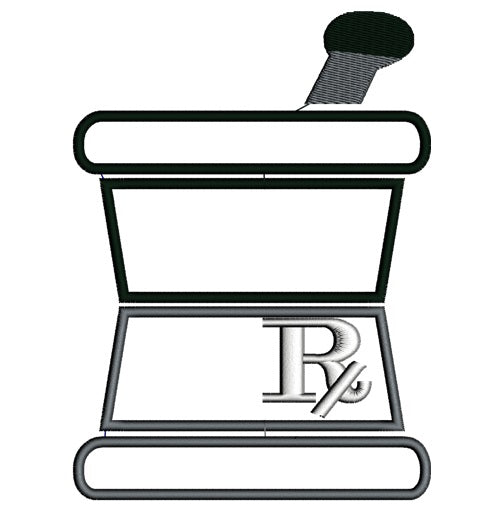 Pharmacology cup for mixing pills Applique Machine Embroidery Digitized Design Pattern