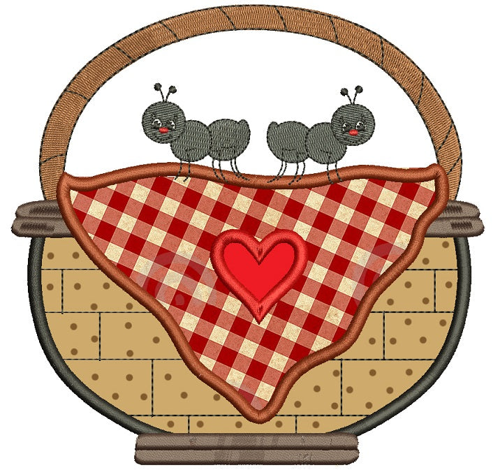 Picnic Basket Applique Machine Embroidery Design Digitized Pattern