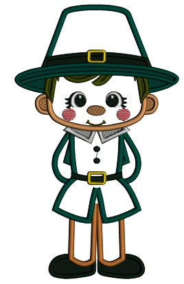Pilgrim Boy Soldier Thanksgiving Applique Machine Embroidery Design Digitized Pattern