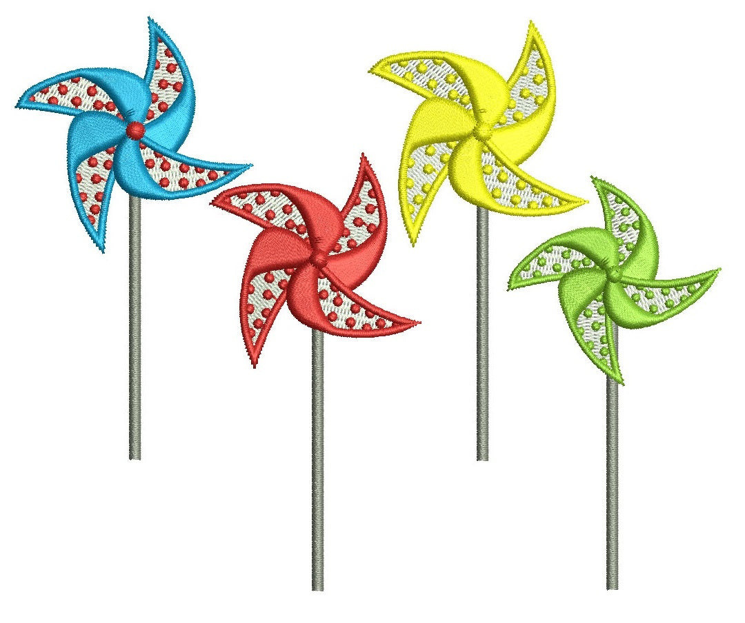 Pinwheel (windmill) Machine Embroidery Digitized Filled Design Pattern (necktie) - Instant Download - 4x4 , 5x7, and 6x10 -hoops