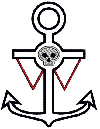 Pirate Anchor With a Skull Applique Machine Embroidery Design Digitized Pattern