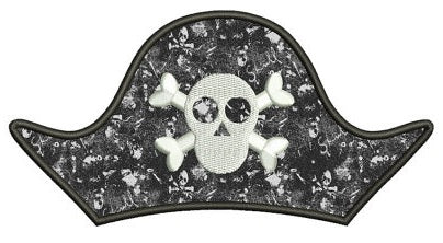 Pirate Hat Skull and Bones Applique Digitized Machine Embroidery Design Pattern - Instant Download - 4x4 , 5x7, 6x10