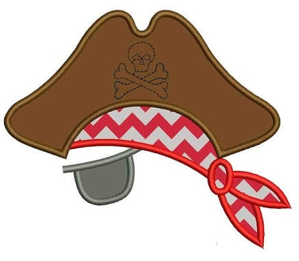 Pirate Hat with an Eye Patch Applique Machine Embroidery Digitized Design Pattern