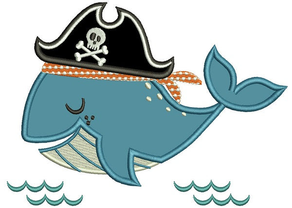 Pirate Whale Applique Machine Embroidery Design Digitized Pattern