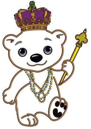 Polar Bear Mardi Gras Applique Machine Embroidery Design Digitized Pattern