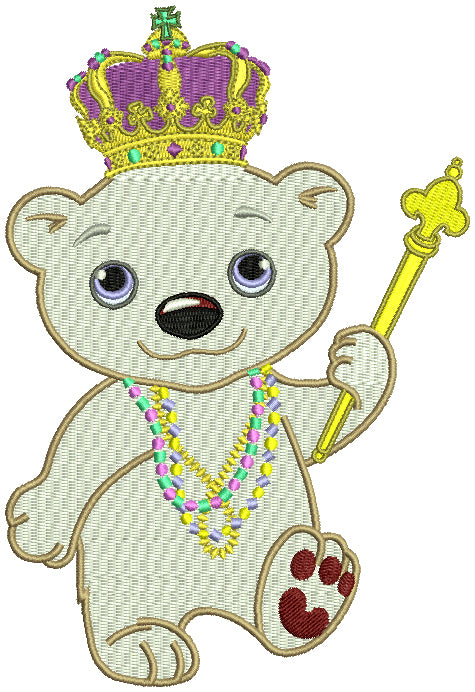 Polar Bear Mardi Gras Filled Machine Embroidery Design Digitized Pattern