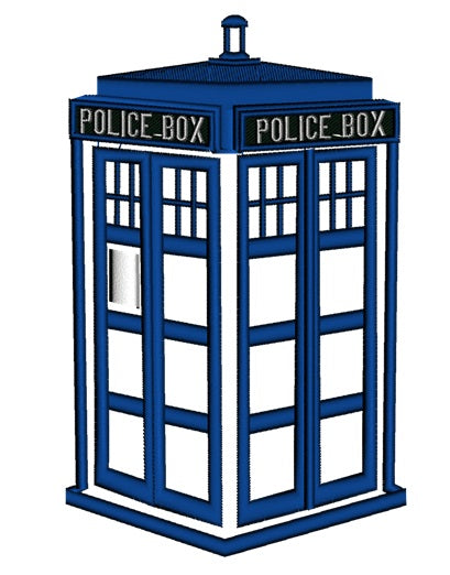 Police Box Applique Machine Embroidery Digitized Design Pattern