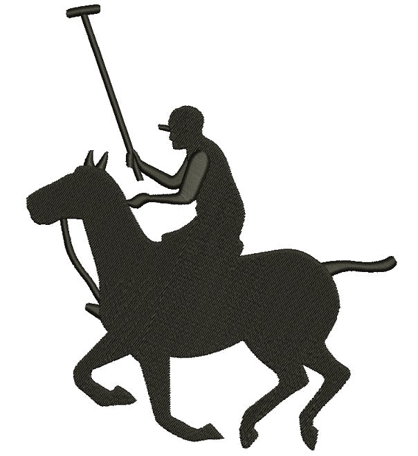 Polo Player on Horseback Sports Filled Machine Embroidery