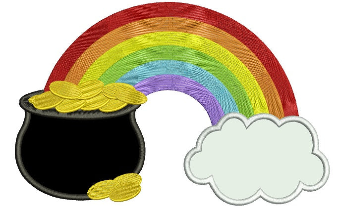 Pot of Gold St Patricks Day Irish Applique Machine Embroidery Design Digitized Pattern