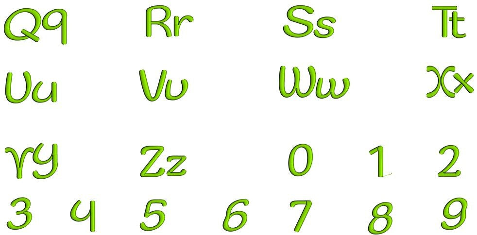 Press Font Machine Embroidery Script Upper and Lower Case 1 2 3 inches