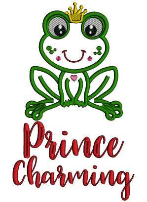 Prince Charming Cute Little Froggy Applique Machine Embroidery Design Digitized Pattern