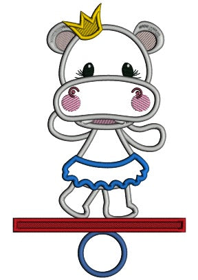 Princess Hippo Circus Applique Machine Embroidery Design Digitized Pattern