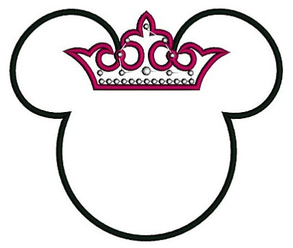 Princess Minnie Mouse Ears Applique Machine Embroidery Digitized Pattern- Instant Download - 4x4 ,5x7,6x10 -hoops