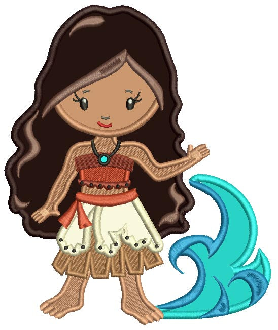 Princess Of The Sea Looks Like Moana Applique Machine Embroidery Design Digitized Pattern