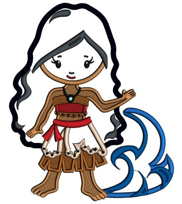 Princess Of The Sea Looks Like Moana Applique Machine Embroidery Design Digitized Pattern