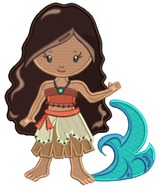 Princess Of The Sea Looks Like Moana Filled Machine Embroidery Design Digitized Pattern