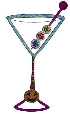 Pumpkin Halloween Martini Applique Machine Embroidery Digitized Design Pattern