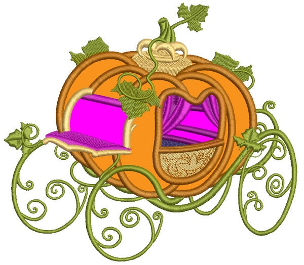 Pumpkin Horse Carriage Hay Wagon Ride Applique Machine Embroidery Design Digitized Pattern