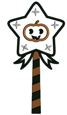 Pumpkin Star Magic Wand Halloween Applique Machine Embroidery Digitized Design Pattern