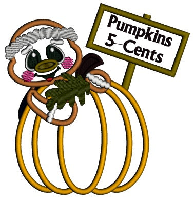 Pumpkins 5 Cents Gingerbread Man Applique Machine Embroidery Design Digitized Pattern