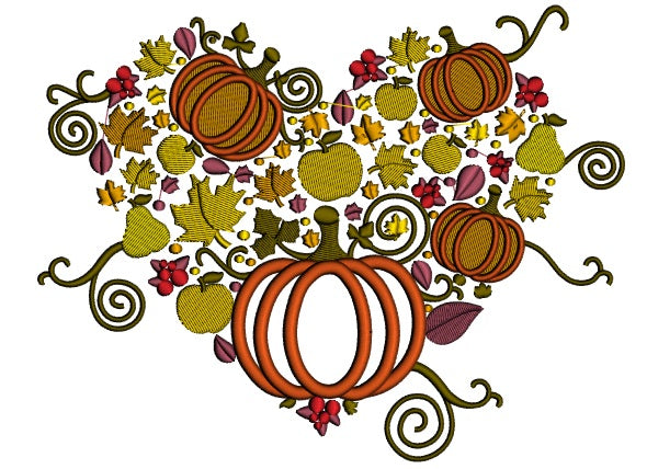 Pumpkins Thanksgiving Cornucopia Applique Machine Embroidery Design Digitized Pattern