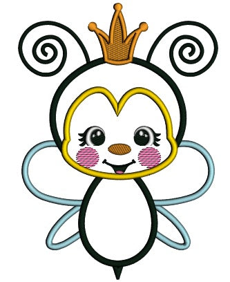 Queen Bee With a Crown Applique Machine Embroidery Design Digitized Pattern