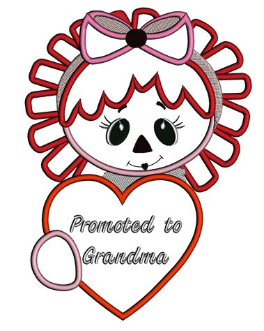 Rag Doll With Big Heart Promoted To Grandma Applique Machine Embroidery Digitized Design Pattern