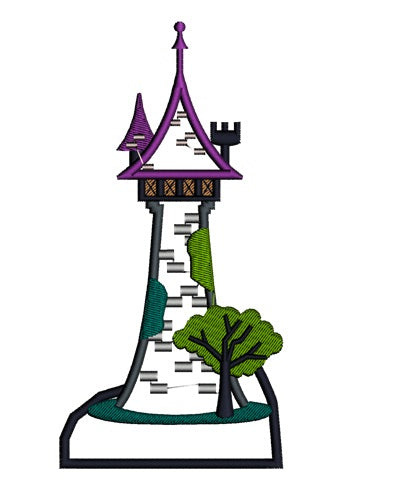 Rapunzel Castle Applique Machine Embroidery Digitized Design Pattern